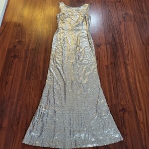 LULU's Golden sequence party sleeveless low back dress